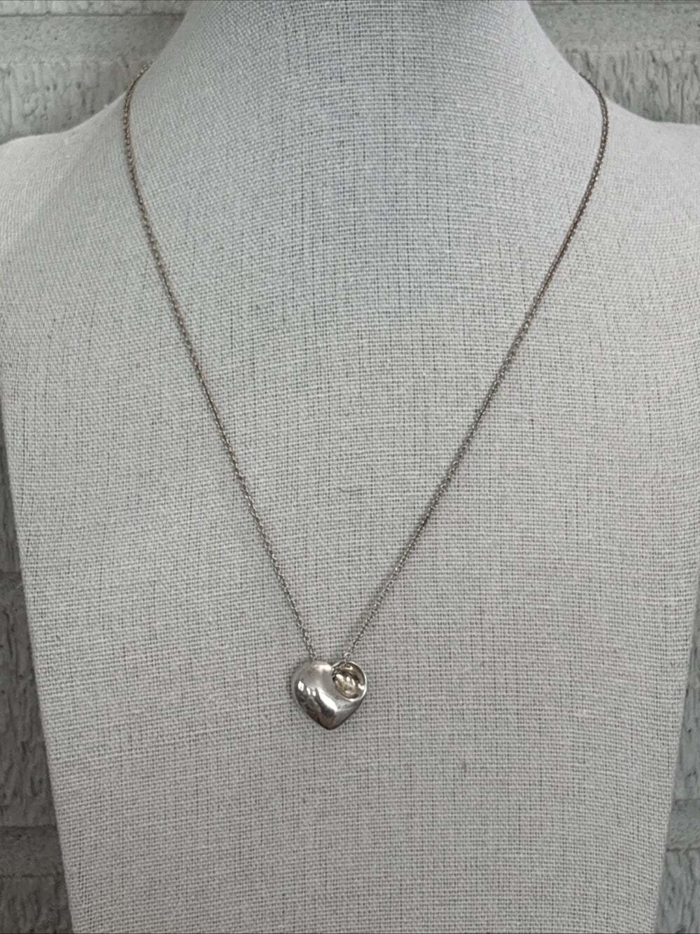 Tiffany & Co. Sterling 15mm Fold Heart Elsa Peretti Necklace Pendant 16.5" Chain - Picture 2 of 14
